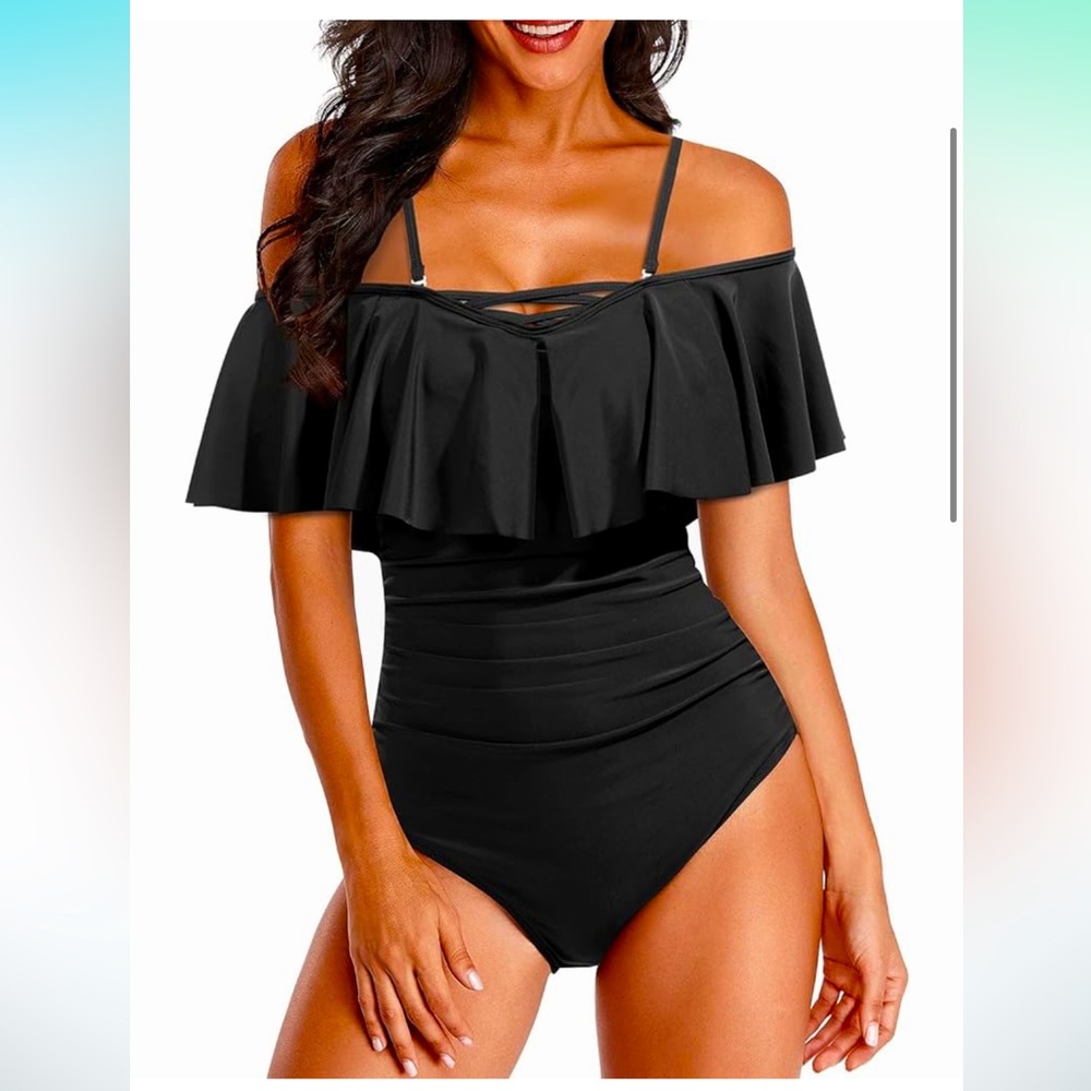Holipick One Piece Bathing Suit.  Size medium (8/10). Black. New with tags